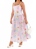 Hepburn Midi Dress In Summer Soleil Linen