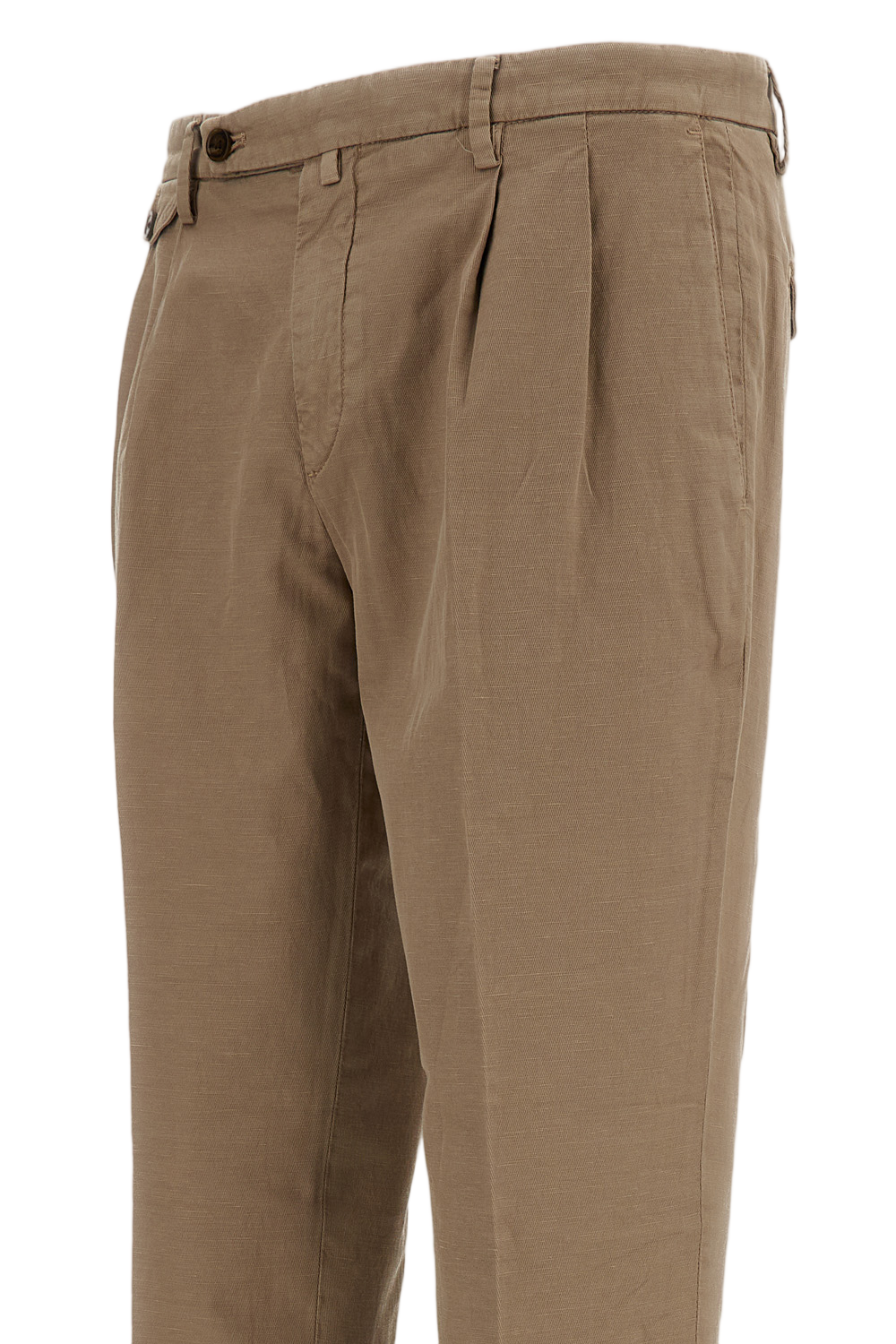 Beige Slim Distressed Trousers