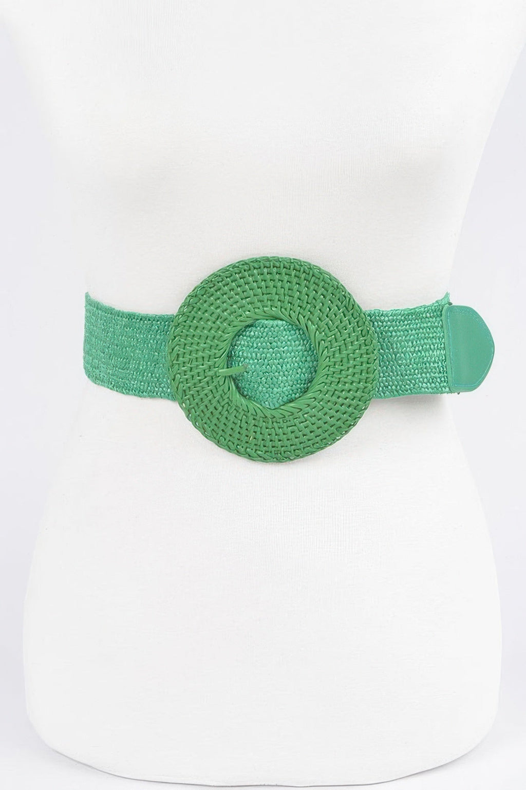 Round Handmade Bamboo Buckle Elastic Belt