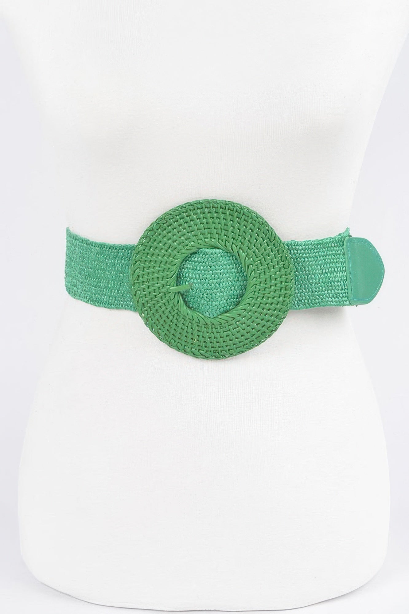 Round Handmade Bamboo Buckle Elastic Belt