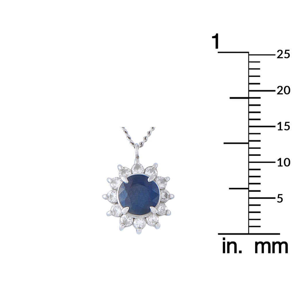 LB Exclusive Platinum 0.36ct Diamond and Sapphire Pendant Necklace MF30-041326