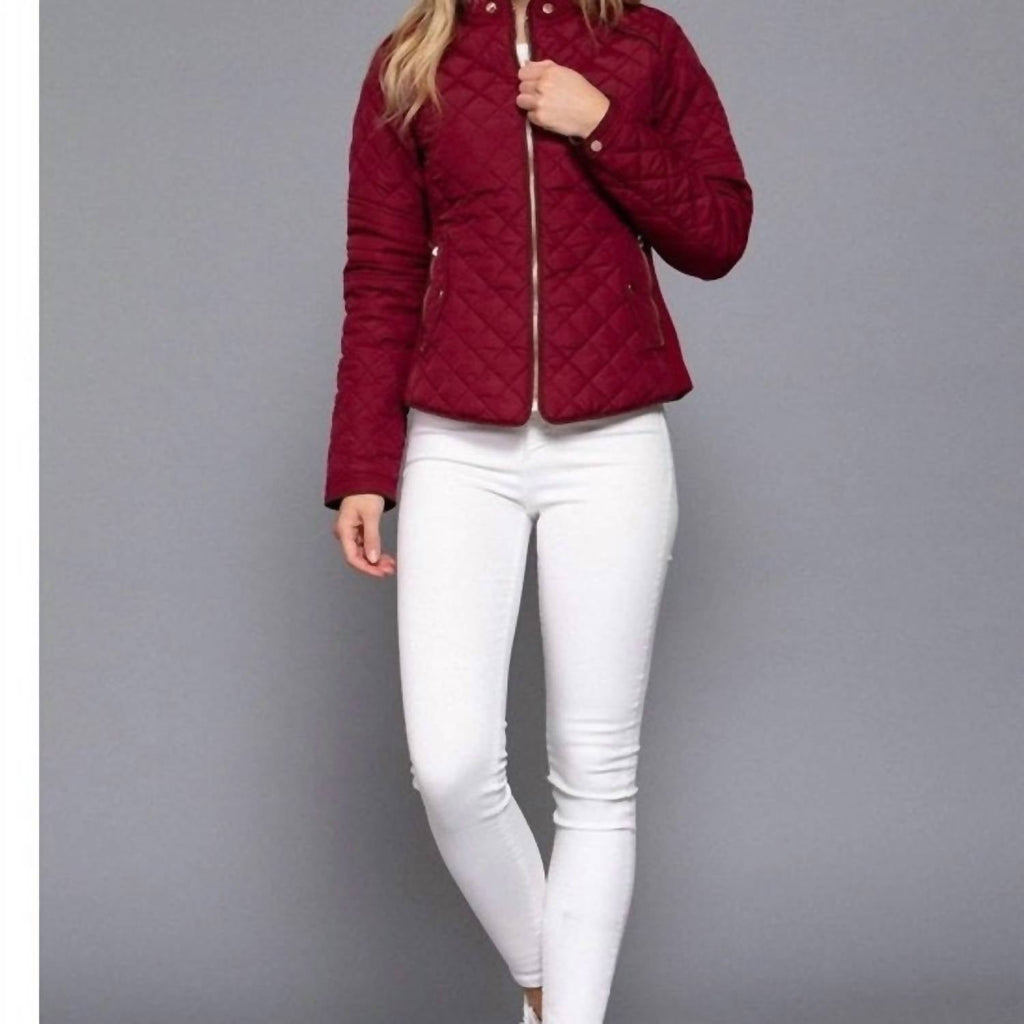 Quilted Padding Jacket In Dark Wine
