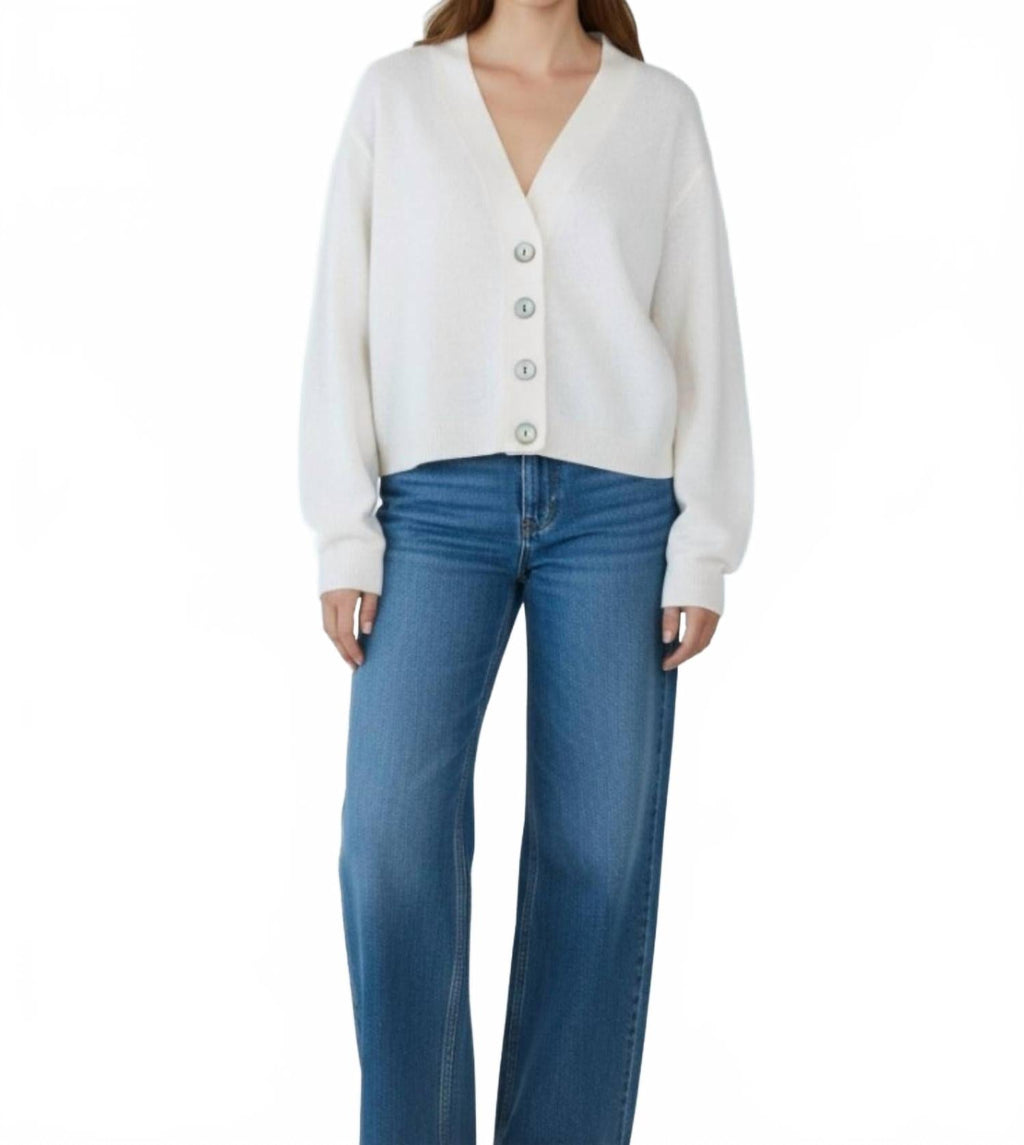 Alani Cashmere Cardigan In Antique White