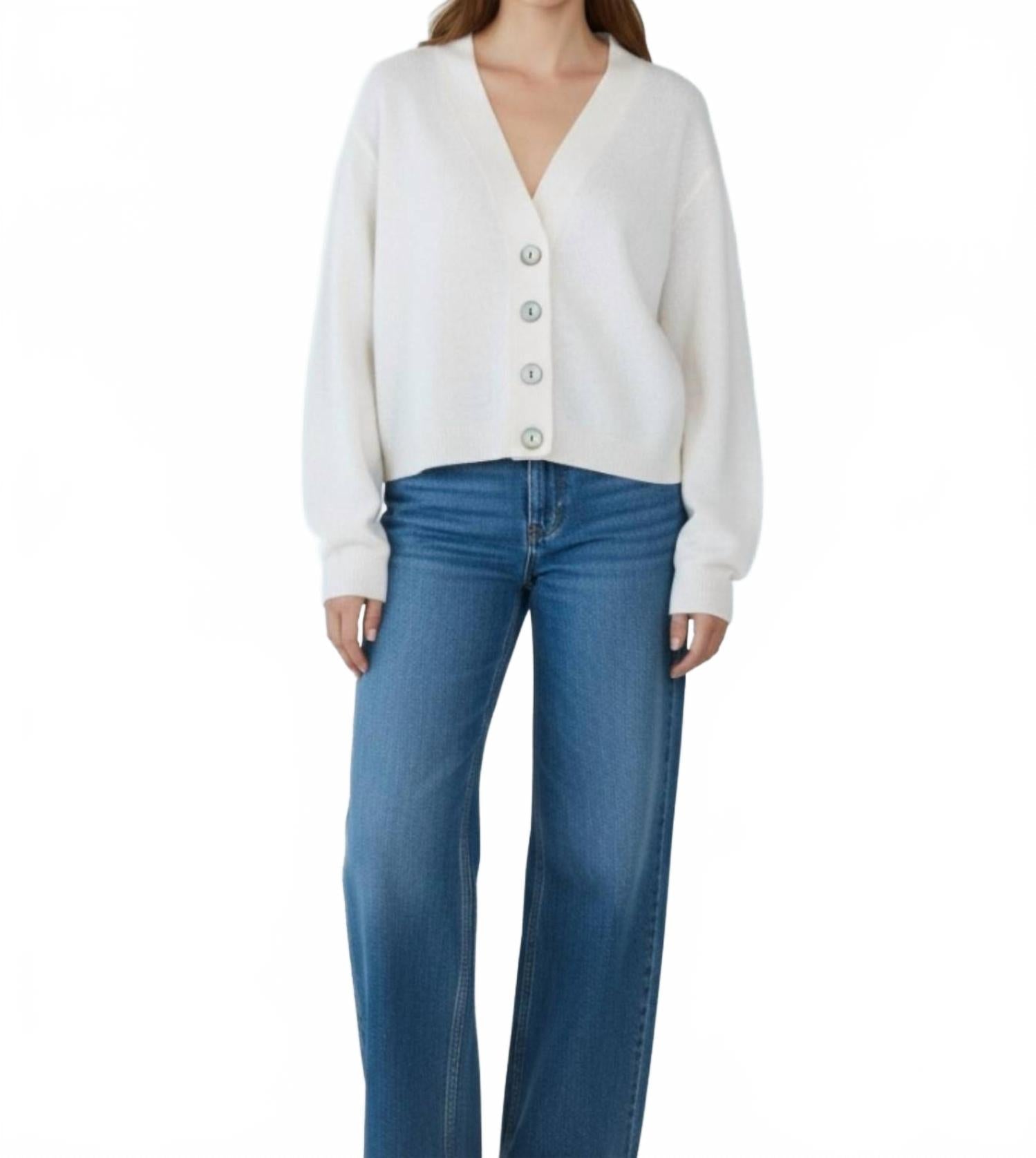Alani Cashmere Cardigan In Antique White