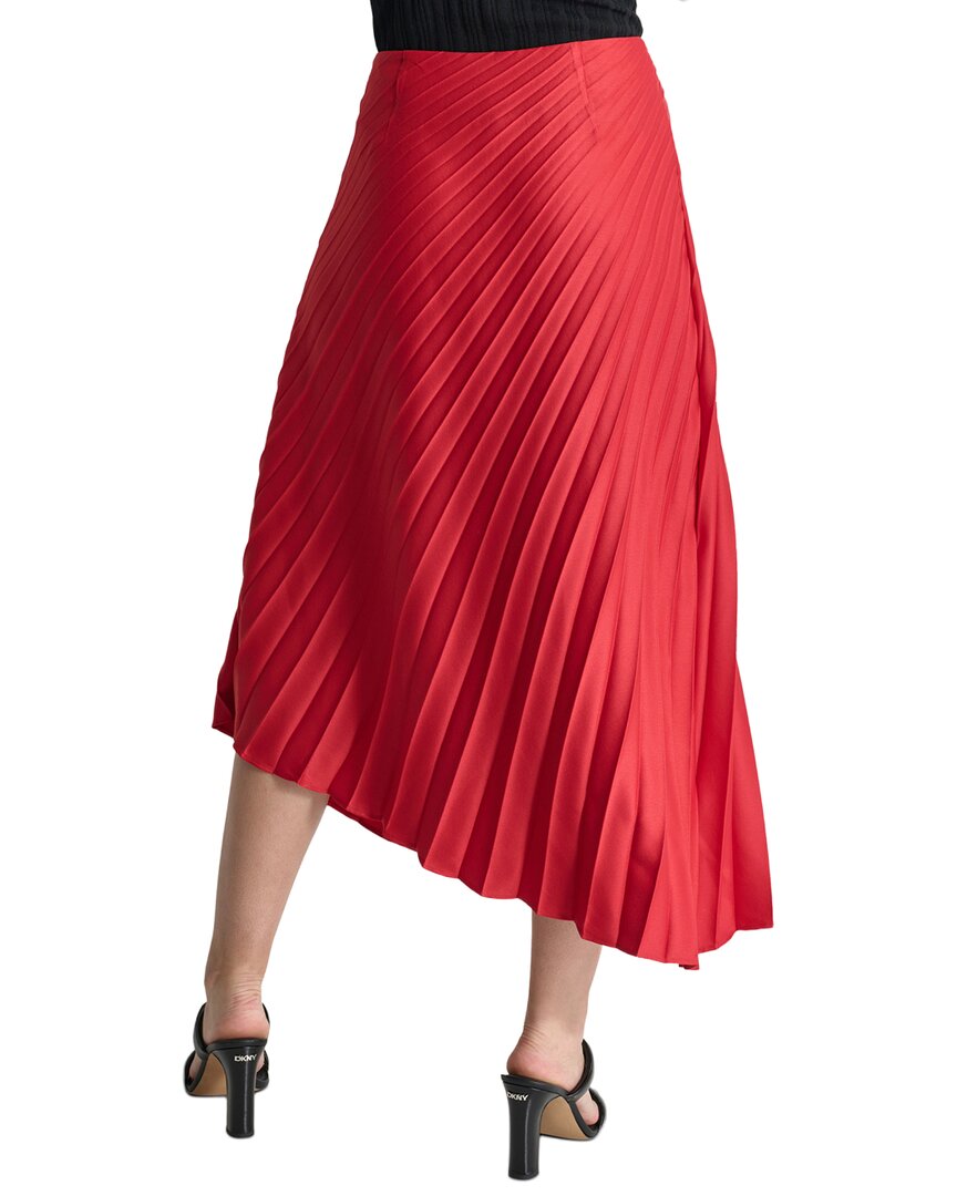 DKNY Asymmetrical Pleated Satin Skirt