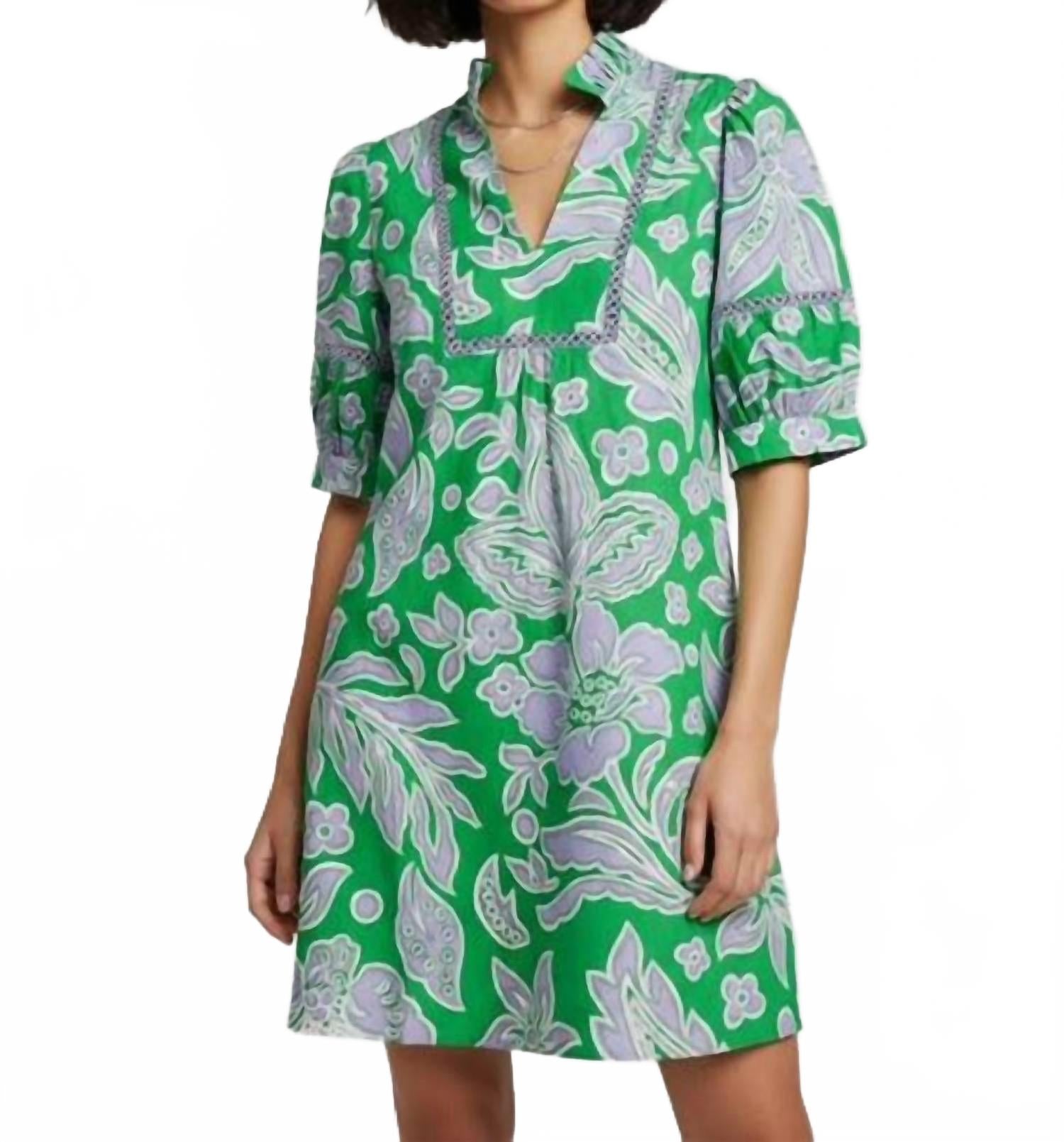 Floral Mini Dress In Green