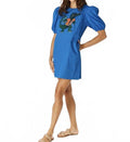 The Florida Sequin Puff Sleeve Dress In Blue