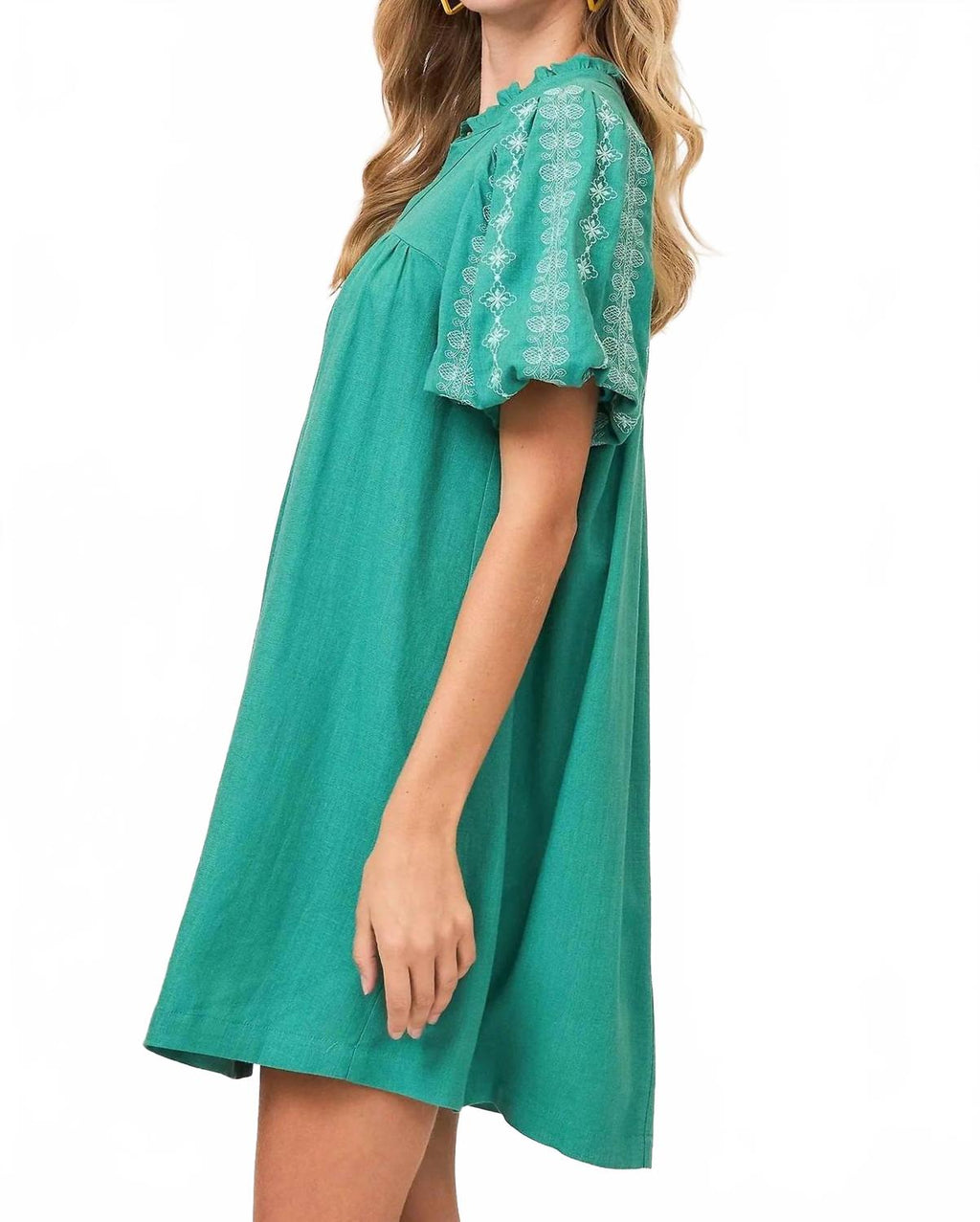 Embroidered Dress In Green