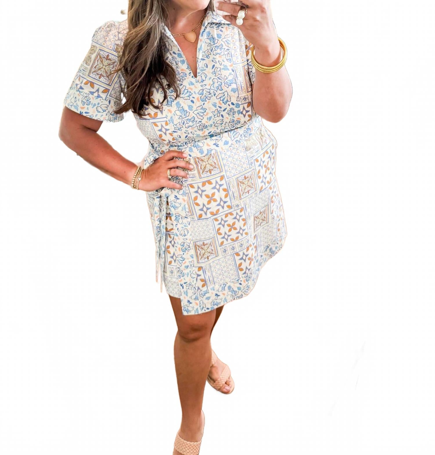Persian Wrap Dress In Blue