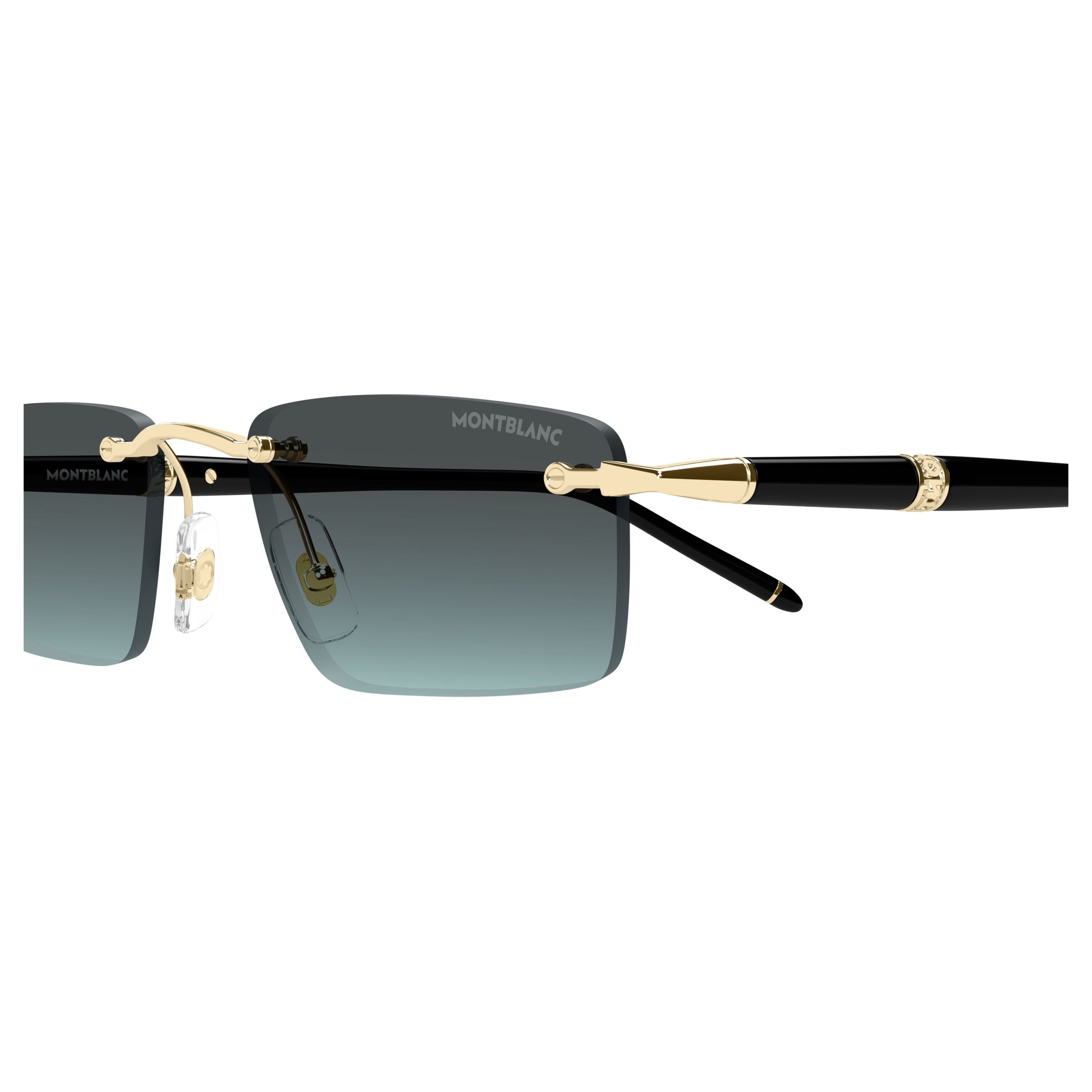 Rimless Rectangular Sunglasses With Gradient Lenses And Gold Accents