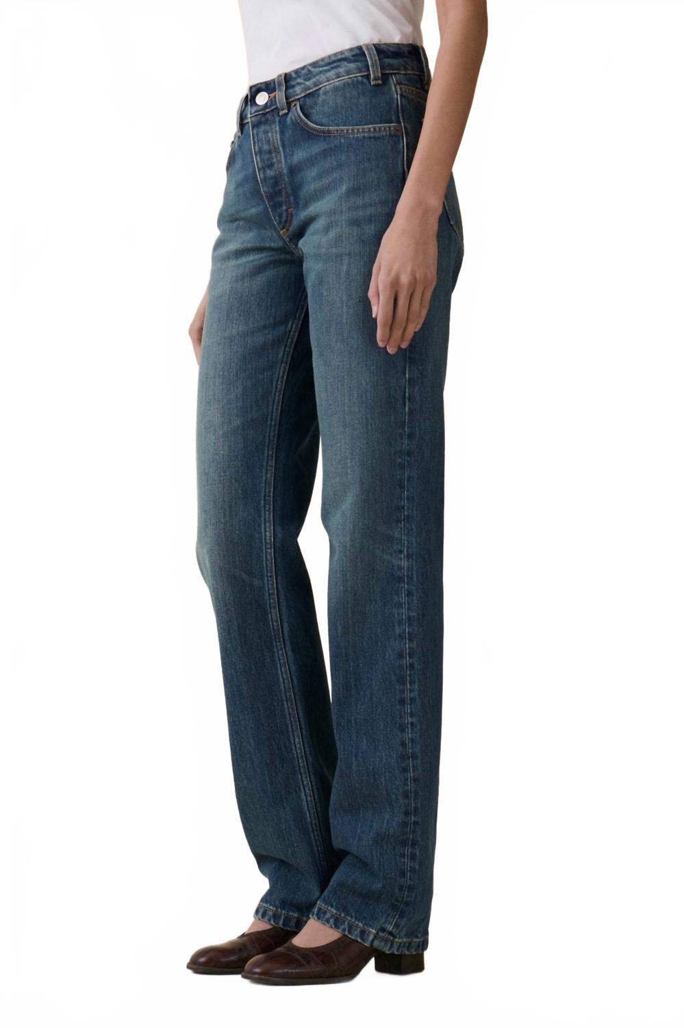 Sisli Mid Rise Straight Leg Jeans In Tinta Verde