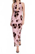 Velvet Halter Maxi Dress In Rose