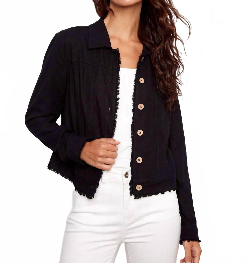 Linen Blend Jacket In Black