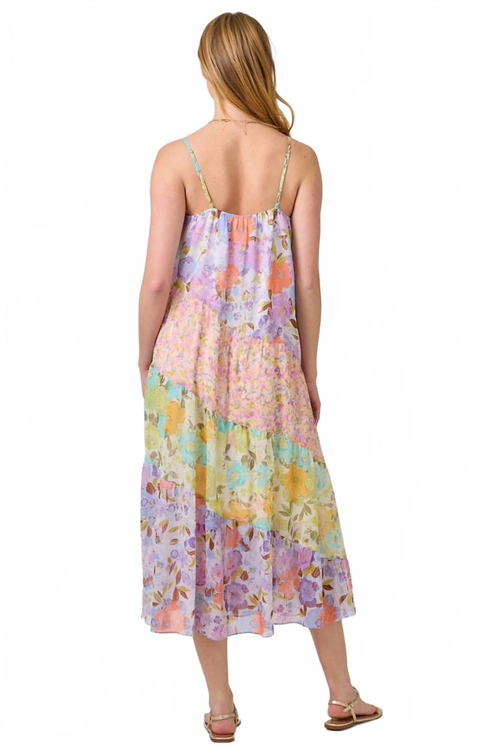 Print Mixed Maxi Dress In Multicolor