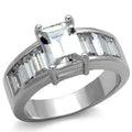 Rhodium Brass Ring with AAA Grade CZ in Clear