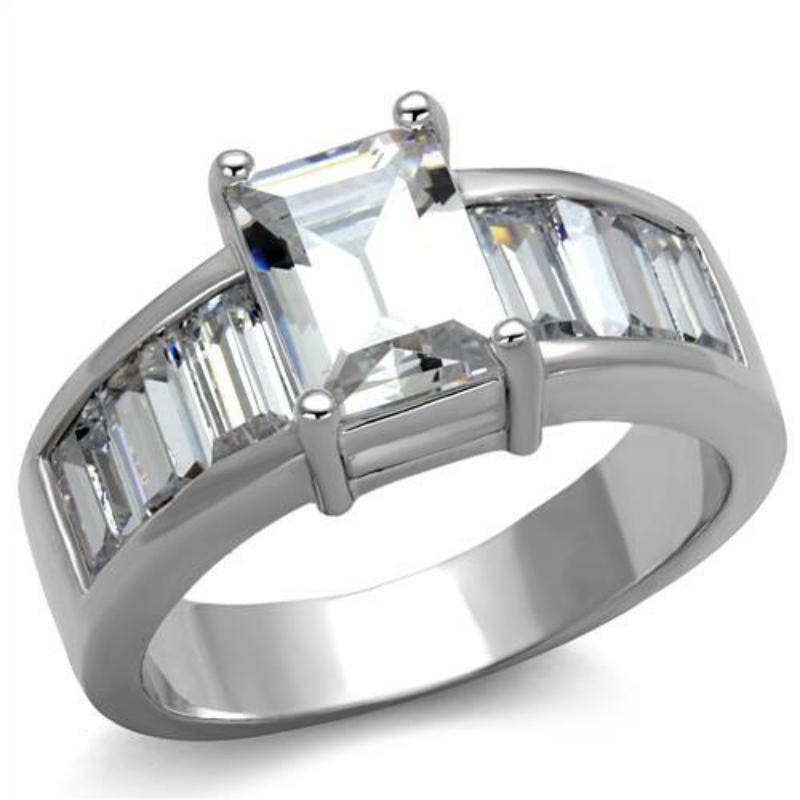 Rhodium Brass Ring with AAA Grade CZ in Clear
