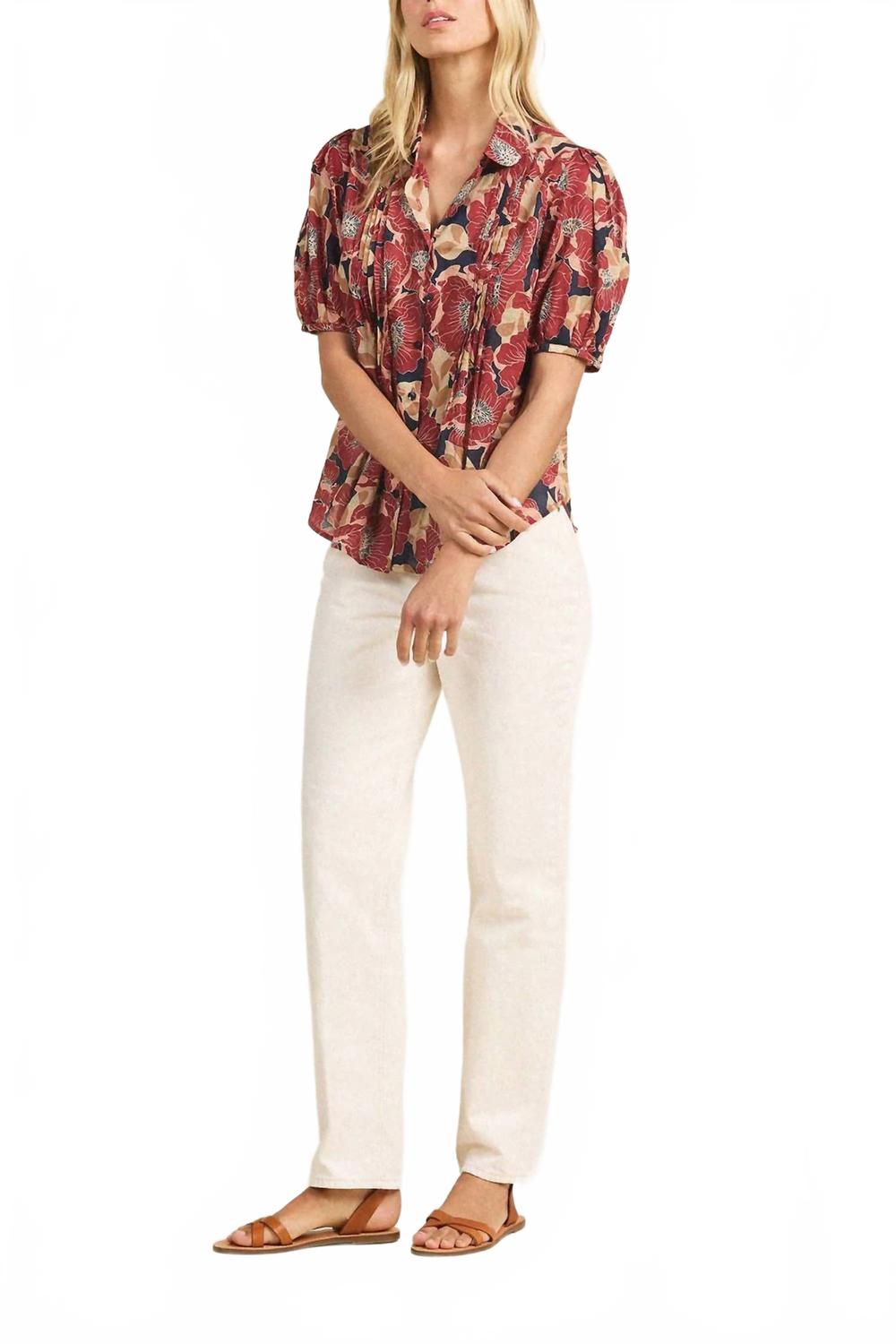 Nadine Blouse In Oleander Rouge