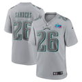 Men's Philadelphia Eagles Miles Sanders #26 Gray Super Bowl LVII Patch Atmosphere Fashion Game Jersey1