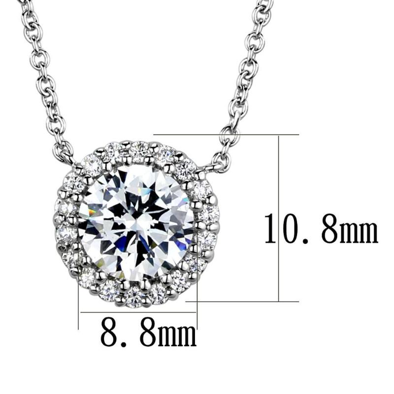 Rhodium Brass Chain Pendant with AAA Grade CZ in Clear