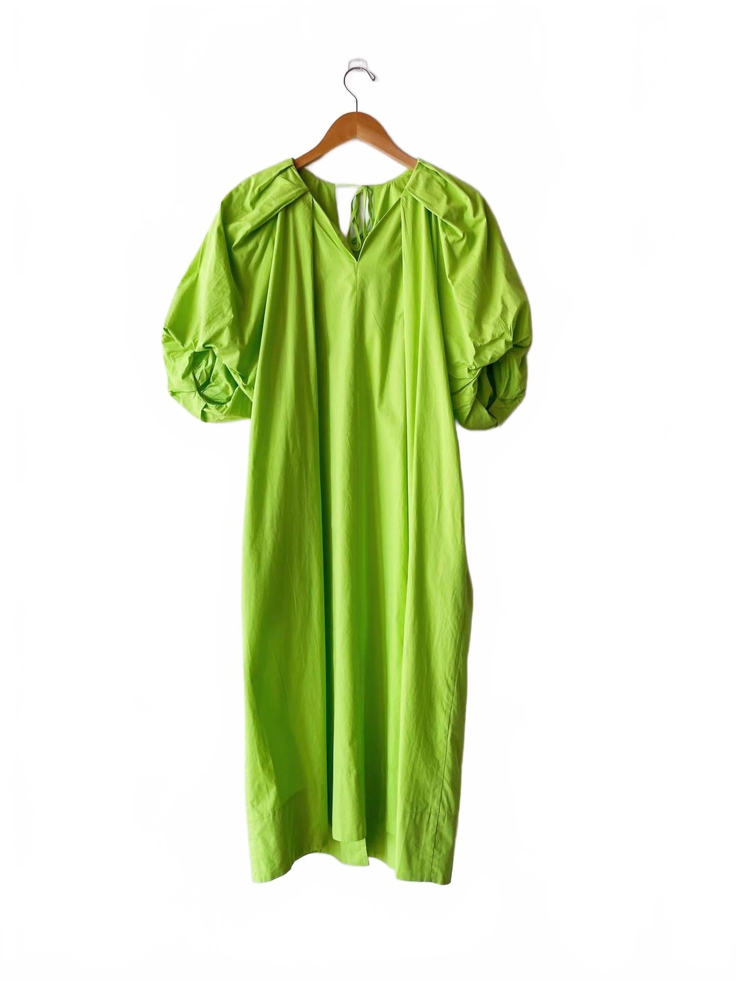 Tucked Cocoon Dress In Apple