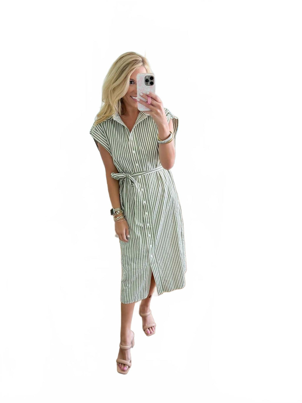 You In Stripes Midi Dress In Green