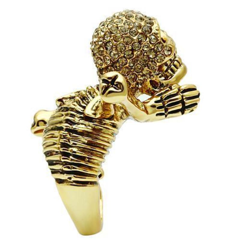 Gold White Metal Ring with Top Grade Crystal in Citrine Yellow
