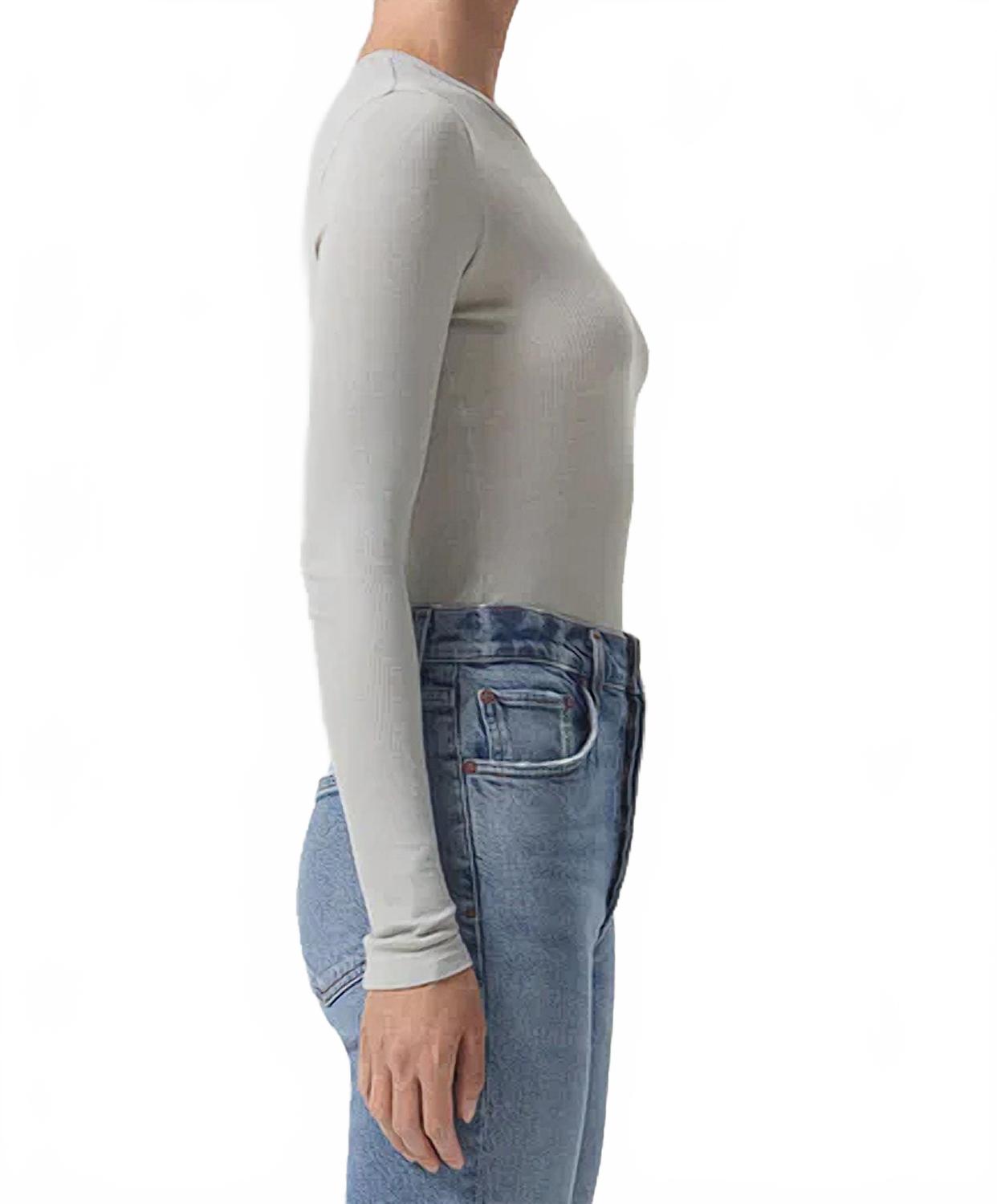 Shona Long Sleeve Tee Top In Rice Paper