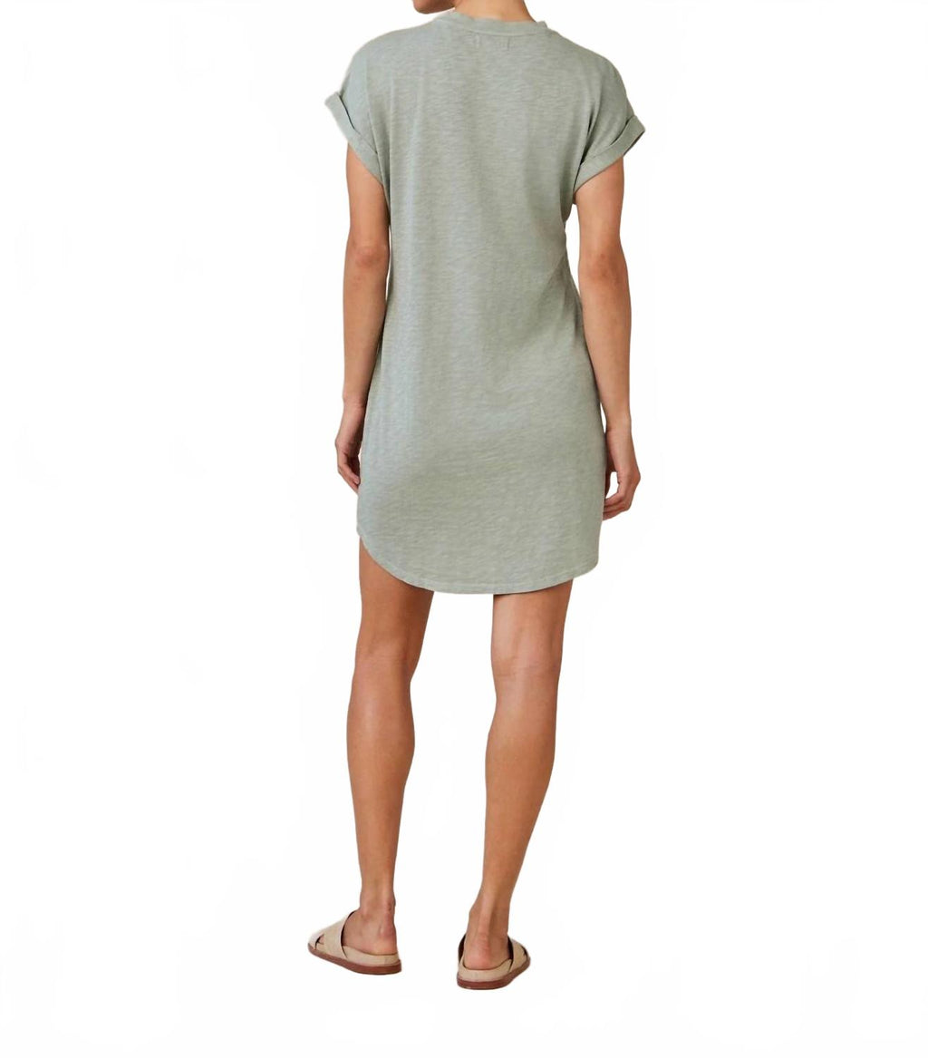 Roll Sleeve T-Shirt Dress In Olive