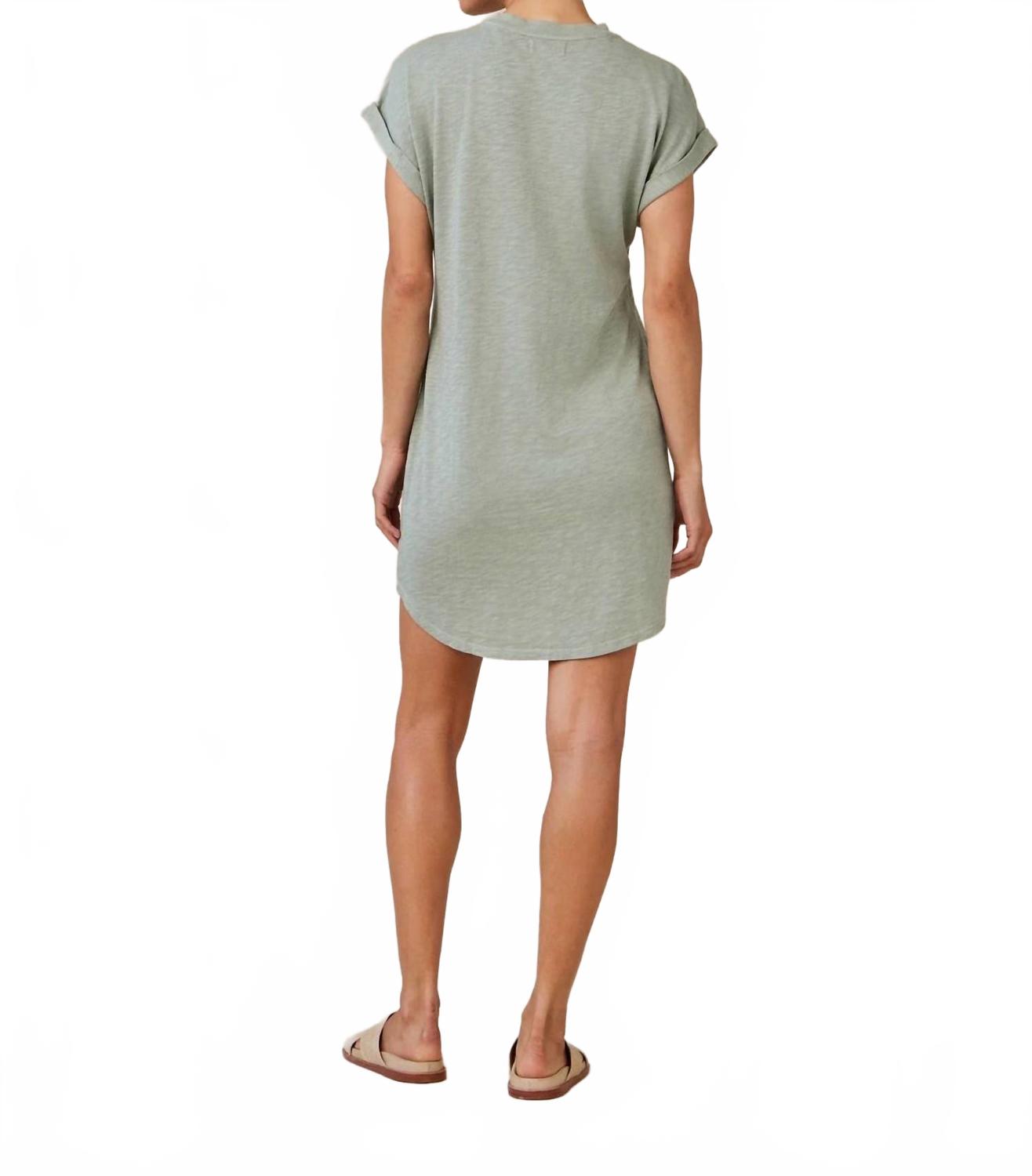 Roll Sleeve T-Shirt Dress In Olive