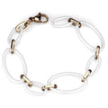 IP Rose Gold(Ion Plating) Stainless Steel Bracelet with Ceramic in White