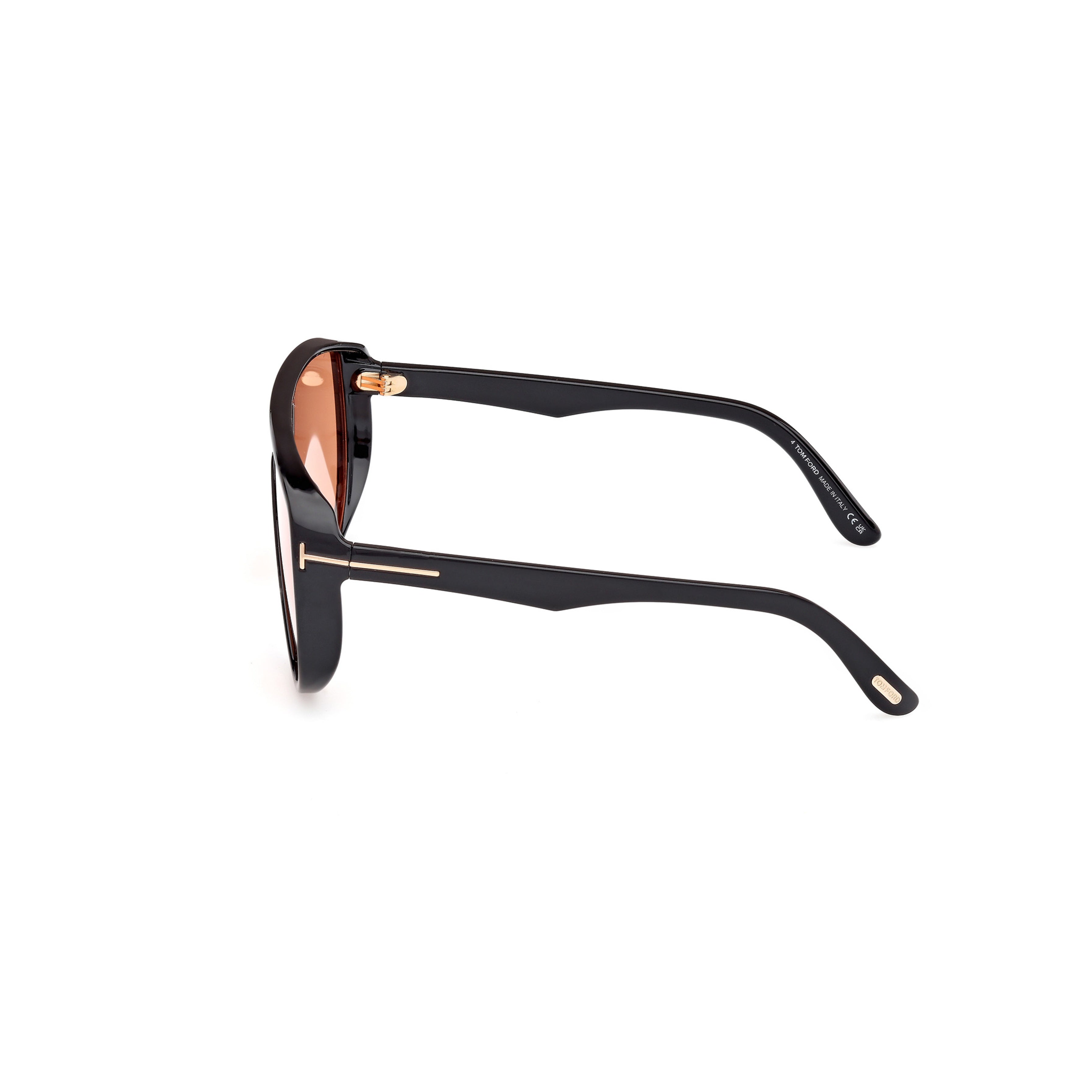 Aviator Sunglasses With Amber Tinted Lenses And Gold Accents