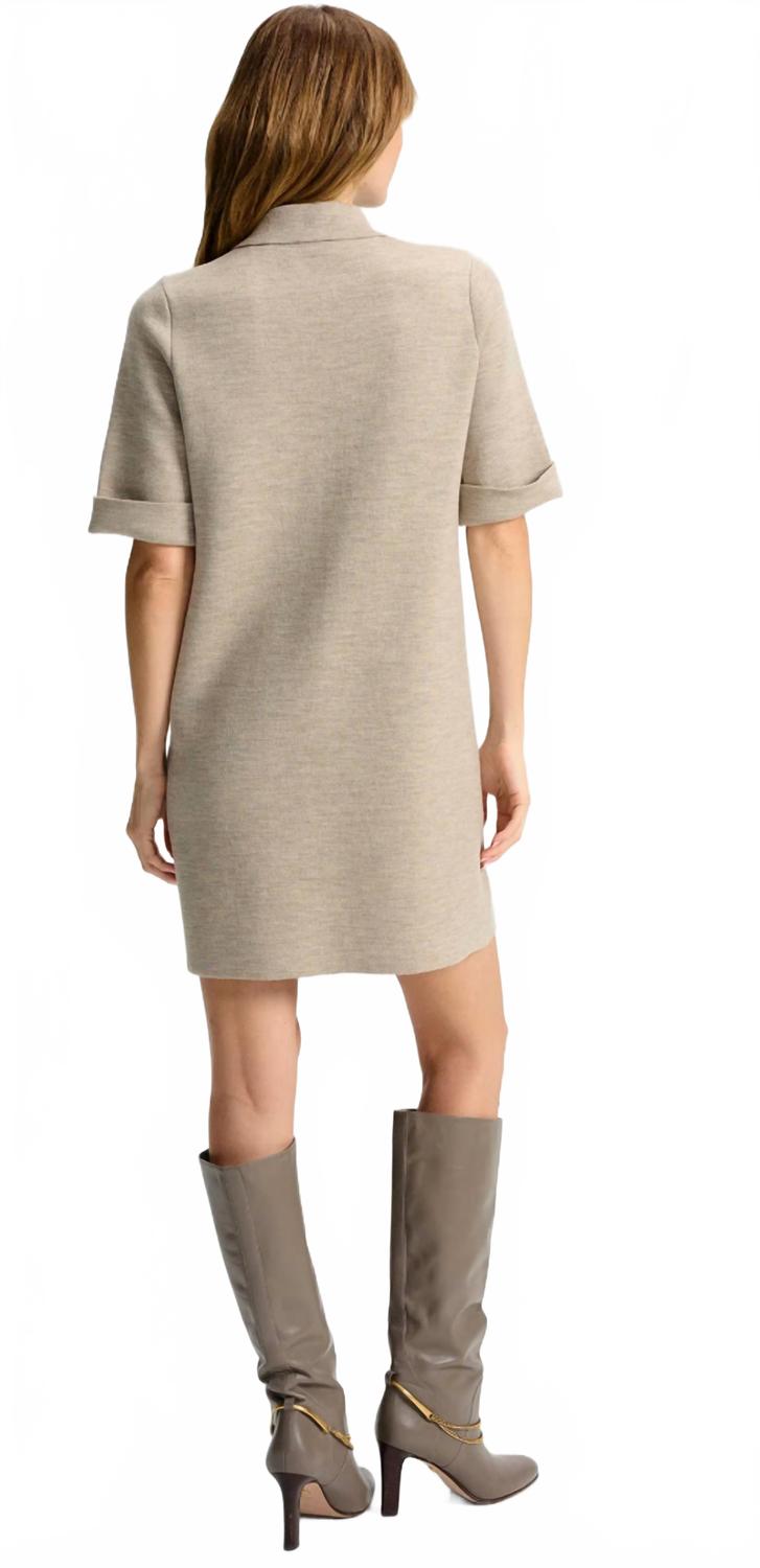 Madden Merino Wool Mini Shirtdress In Oatmeal Melange