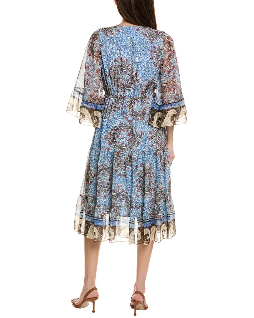 Kobi Halperin Logan Print V-Neck Ruffle Sleeve Dress