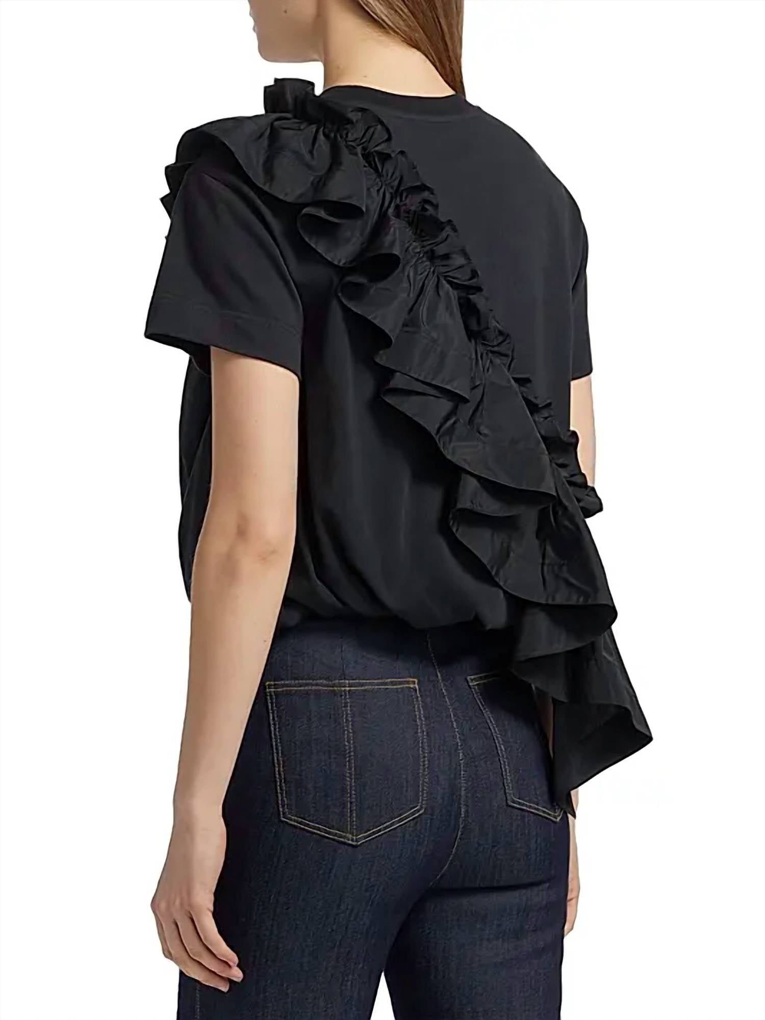 Lottie Ruffled Top In Black