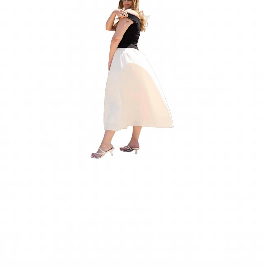 Simone Midi Dress In Black & Ecru