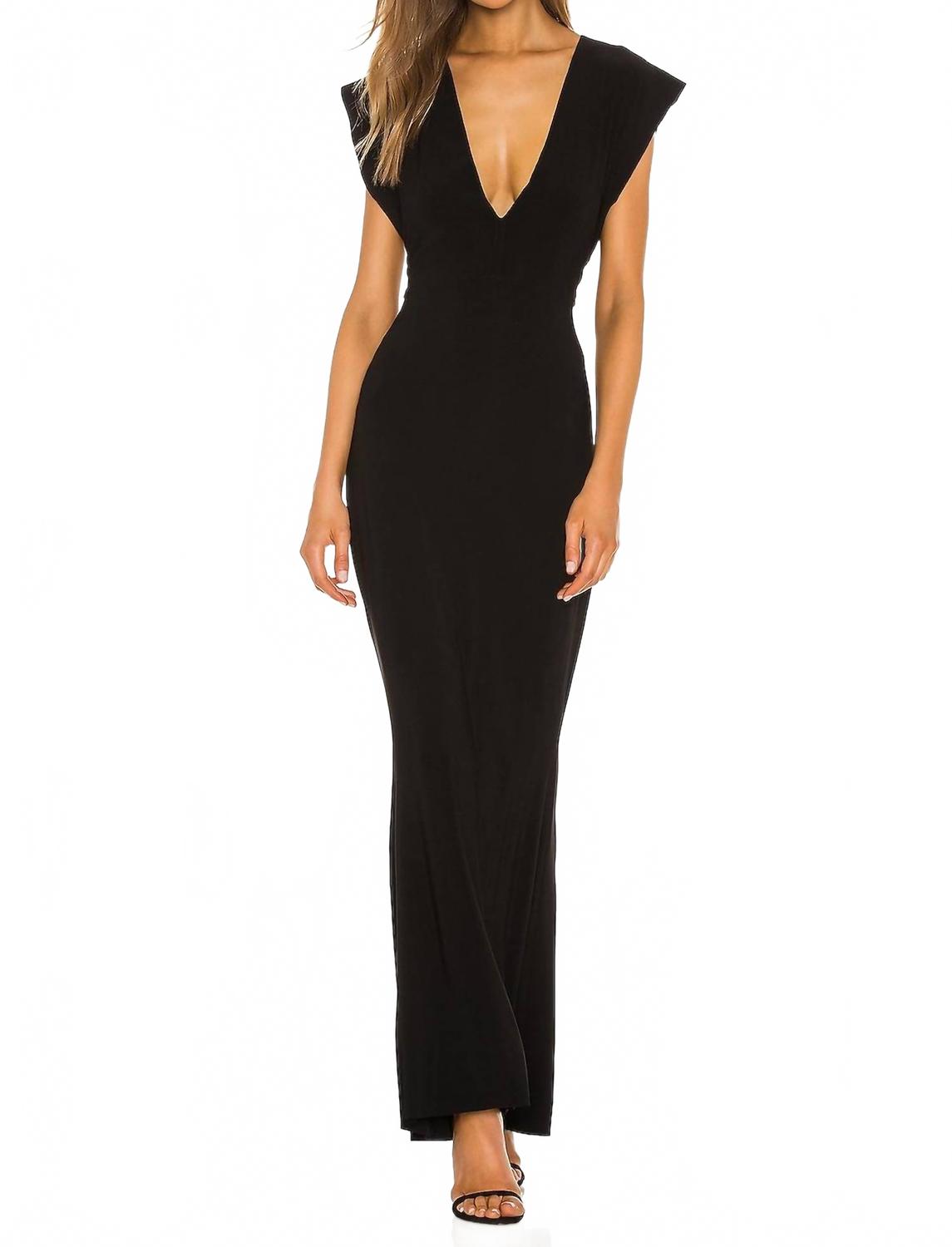 V-Neck Rectangle Gown In Black