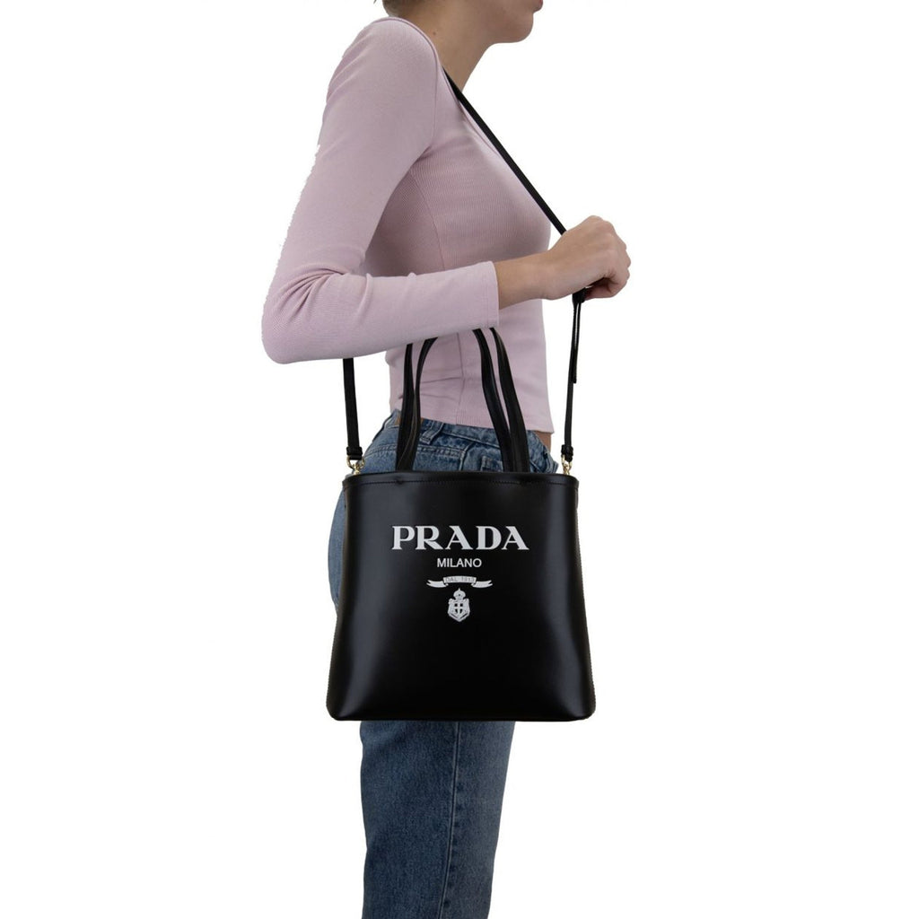 Prada Logo Leather Tote Bag Women