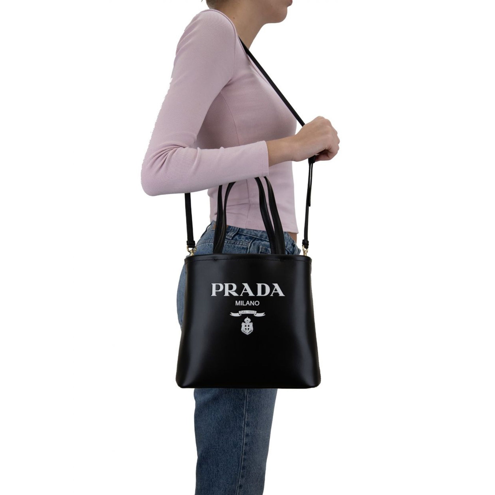 Prada Logo Leather Tote Bag Women