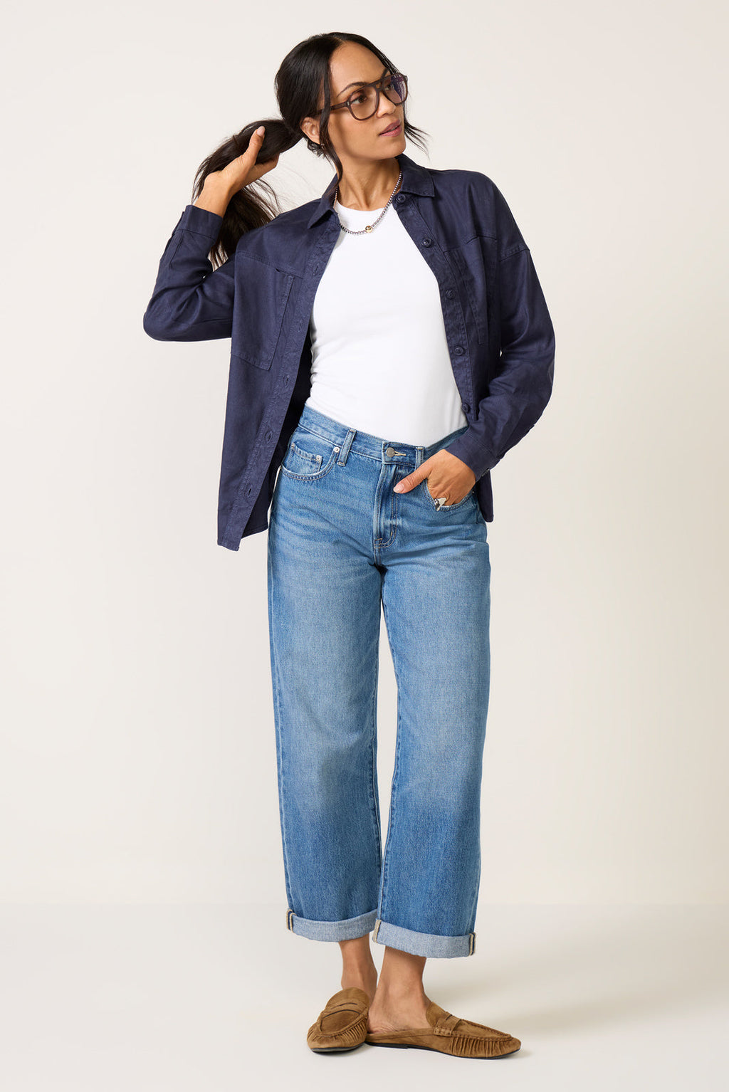 Women's Frankie Stretch Linen Long Shacket