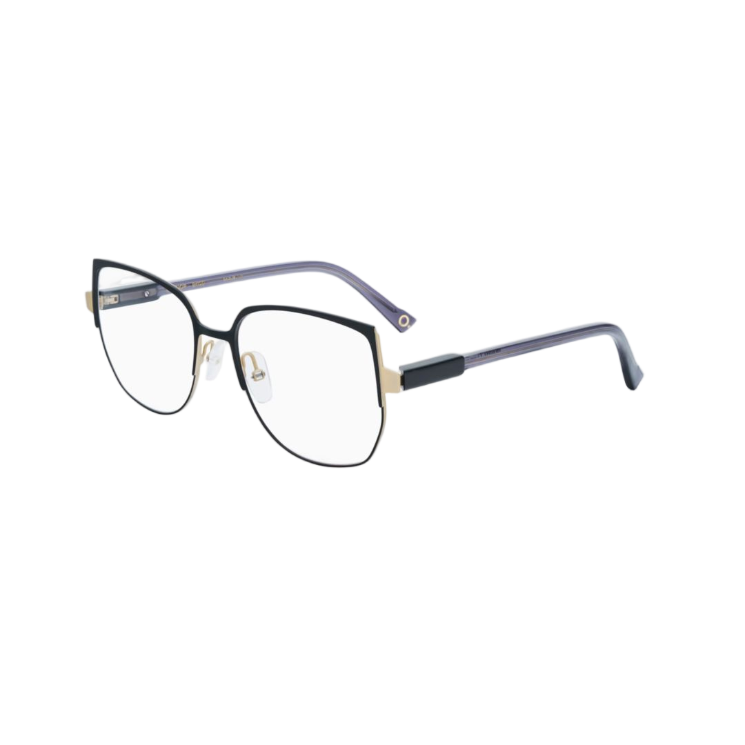 Leonor Sleek Metal Cat-Eye Eyeglasses with Gold Accents