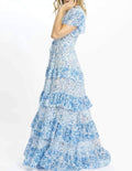 Celia Tiered Maxi Dress In Blue