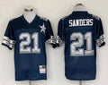 Men's Dallas Cowboys Deion Sanders Mitchell & Ness Navy Legacy Replica Player Jersey1