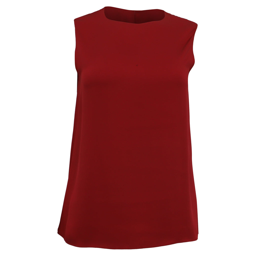Theory Sleeveless Tank Top in Burgundy Silk