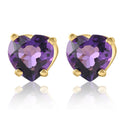 1ct Heart Shape Amethyst Studs Earrings in 14K, Yellow, Rose, or White Gold