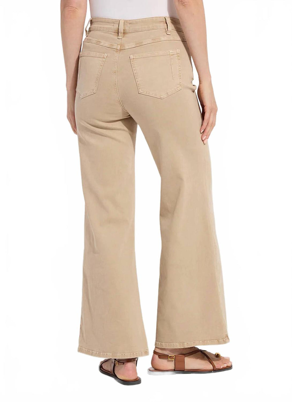 Smoothing Waistband Wide Leg Pant In Asutex Desert Khaki
