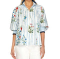Printed Half Zip Top In Light Blue