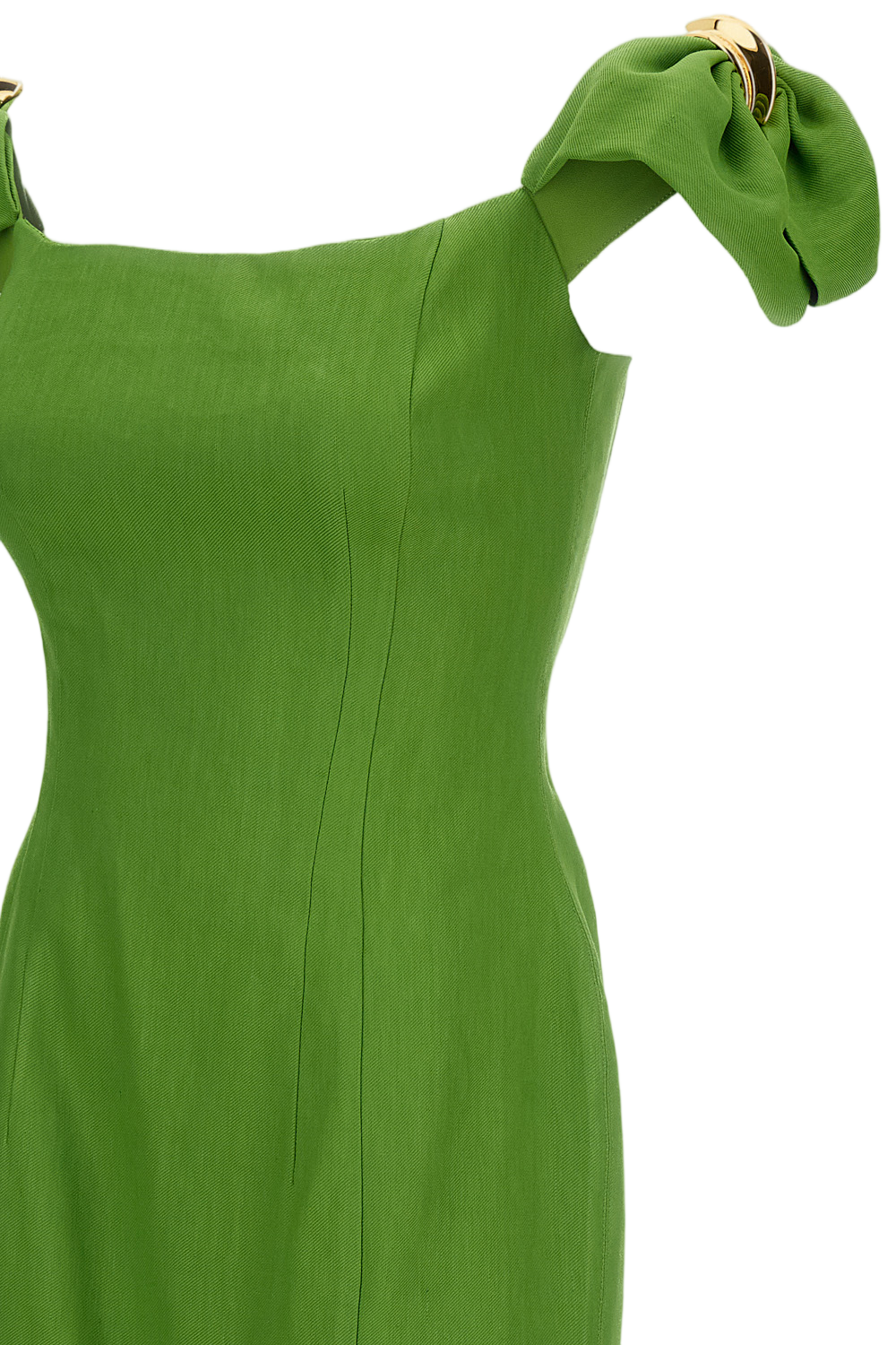 Green Linen Blend Mini Dress