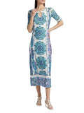 Haddey Mesh Midi Dress In Belmont Sunset