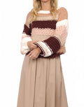 Butter Pecan Chunky Sweater In Burgundy Multi