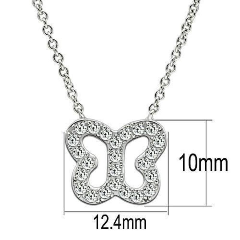 Rhodium Brass Necklace with AAA Grade CZ in Clear